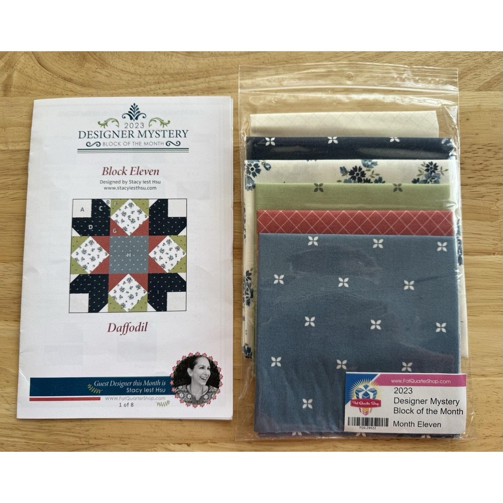 DAFFODIL Fat Quarter Shop 2023 Designer Mystery BOM 11 Pattern & Pre-cut‎ Fabric